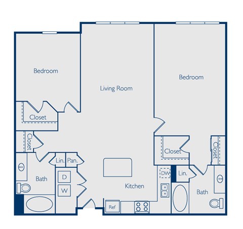 Floor plan for 2 beds, 2 baths, 1200 sqft